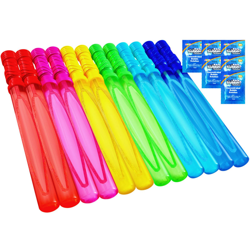 6Pcs Bubble Wand with Refill Solution, 14.6"