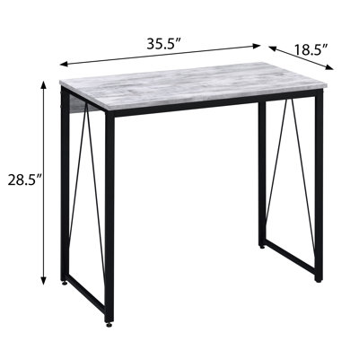 Antique White And Black 35.5" Writing Desk With Metal Sled Base
