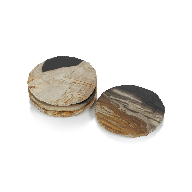Ensemble de 4 sous-verres en bois pétrifié Plover, 4 pièces