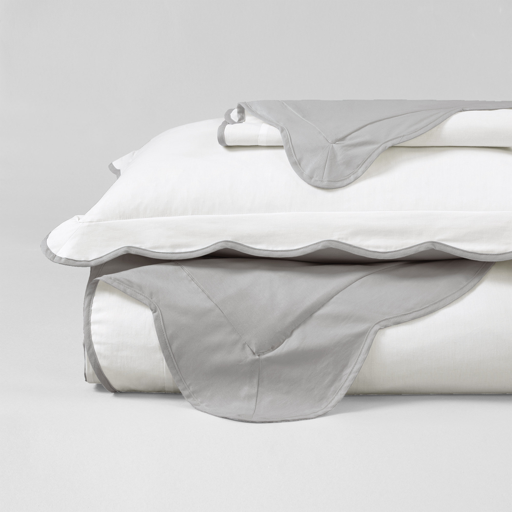 Packard Cotton Duvet Cover Set, Gray, Queen Duvet Cover