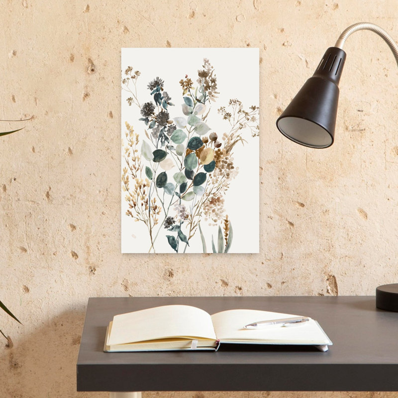 «Whispering Autumn Flora I», art mural contemporain abstrait, H 18 po x l 12 po