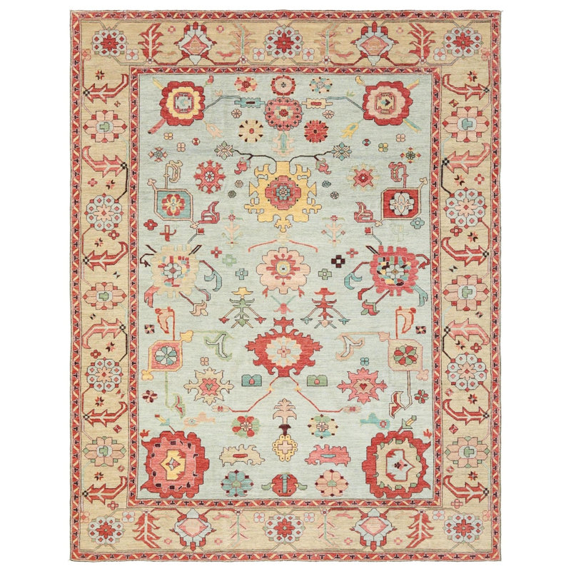 Tapis bleu nouvel âge unique 9 pi 1 po x 11 pi 10 po Mazar
