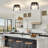 3 - Light Black Modern Trapezoid Semi-Flush Mount With Clear Hammered Glass For Kitchen Bedroom Entryway Hallway