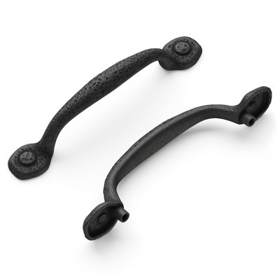 Refined Rustic Collection Handle Pull - 3-3/4" Center to Center Cabinet Pull Black Iron - Craftsman Hardware for Drawers & Cabinets 