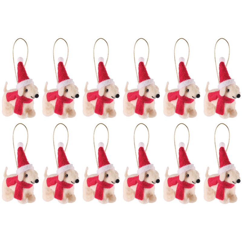 Chien avec décorations de chapeau de père Noël (ensemble de 12)