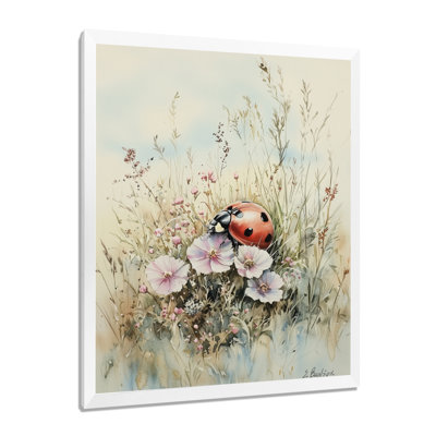 Curious Ladybug Blooms - Ladybug Wall Art