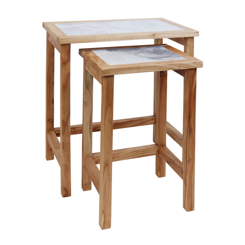 Side Table Set, Natural Wood