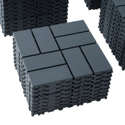 44 Pack 30.5 cm x 30.5 cm Interlocking Deck Tiles, Weatherproof Low Maintenance Plastic Tiles