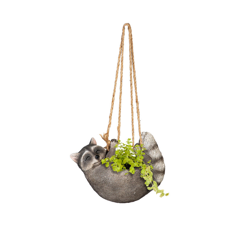 Raccoon Hanging Planter with Jute