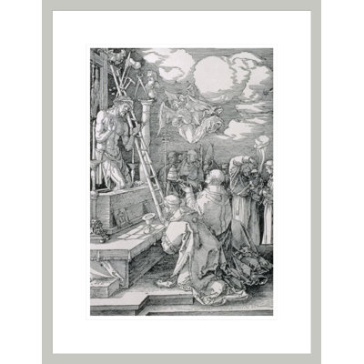 La messe de Saint Grégoire: le Christ apparaissant comme l'Homme des Douleurs, une représentation de la présence réelle du Christ pendant l'eucharistie (gravure sur bois) par Albrecht Dürer