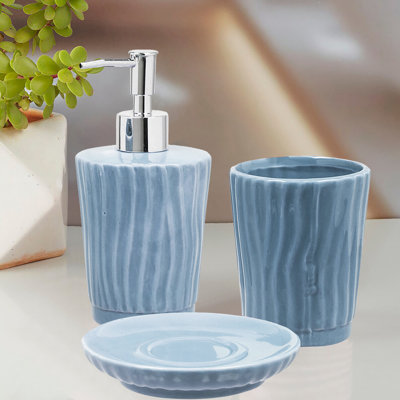 Ensemble d'accessoires de salle de bain Dolomite - Distributeur de savon, porte-savon et gobelet