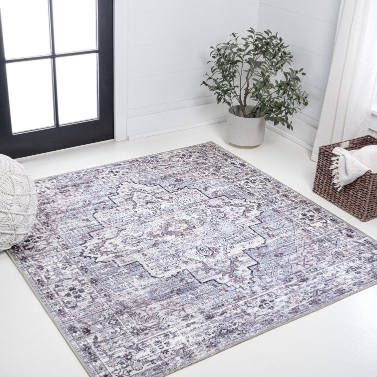 Didim Boho Medallion Machine-Washable Gray/Purple Rug