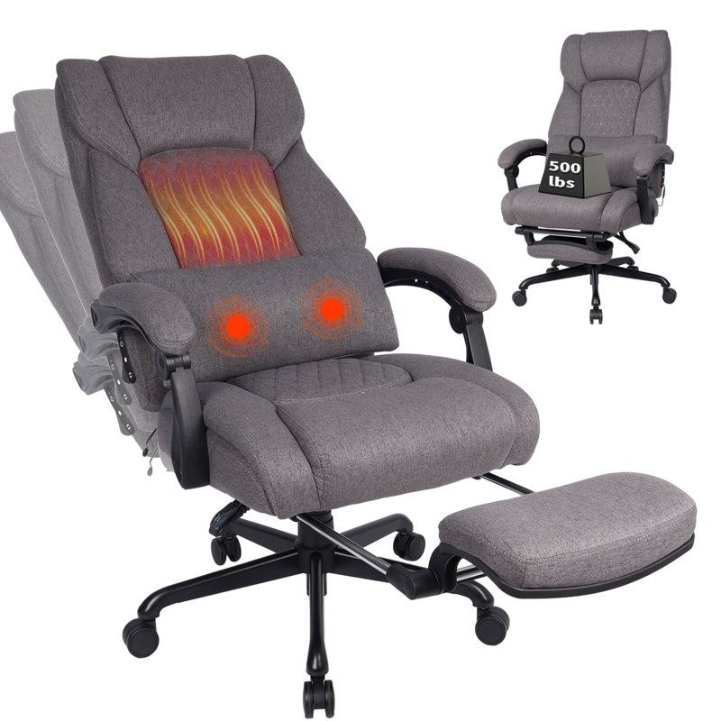 Fauteuil de direction chauffant avec repose-pieds, Gris