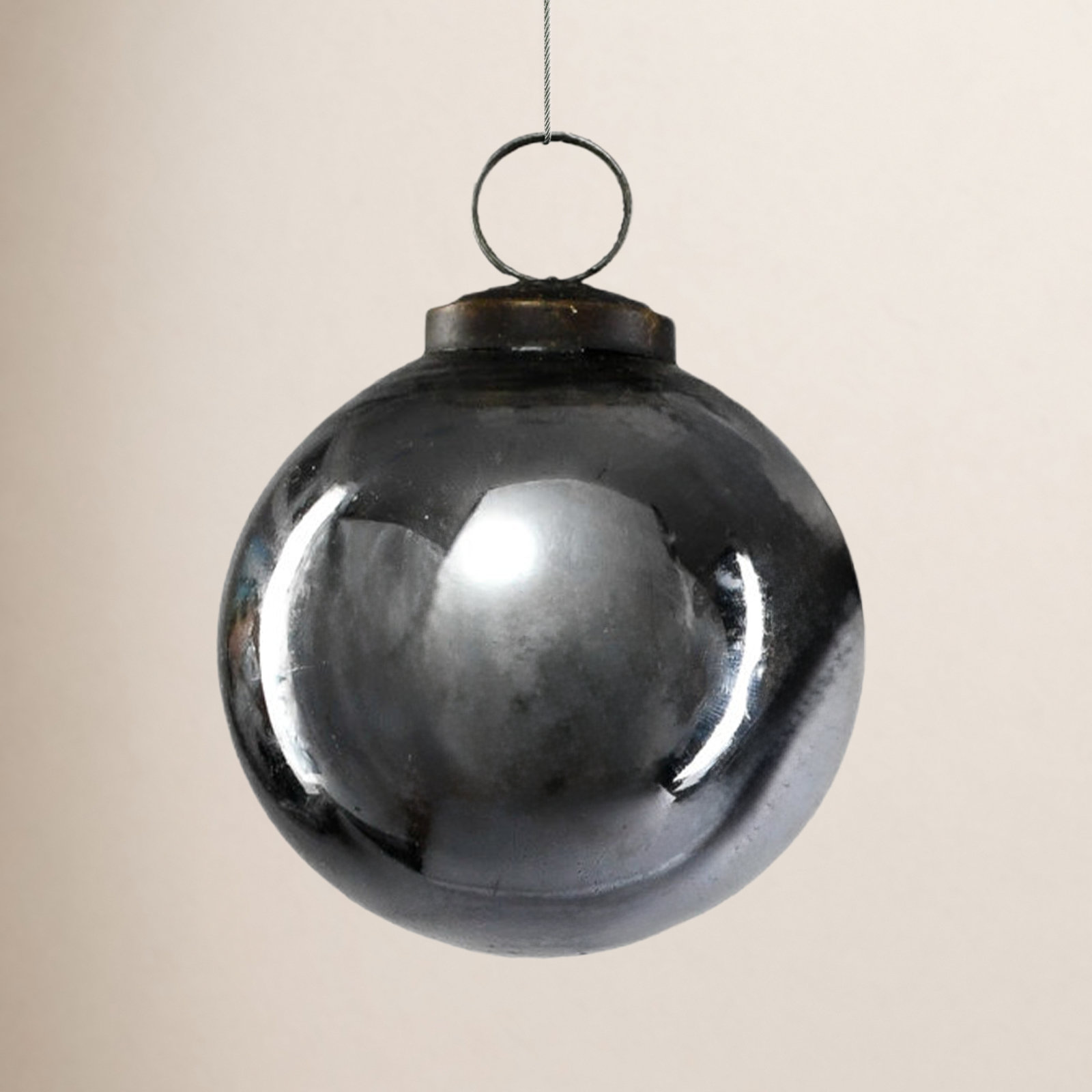 4" Glass Bauble, Antique Platinum