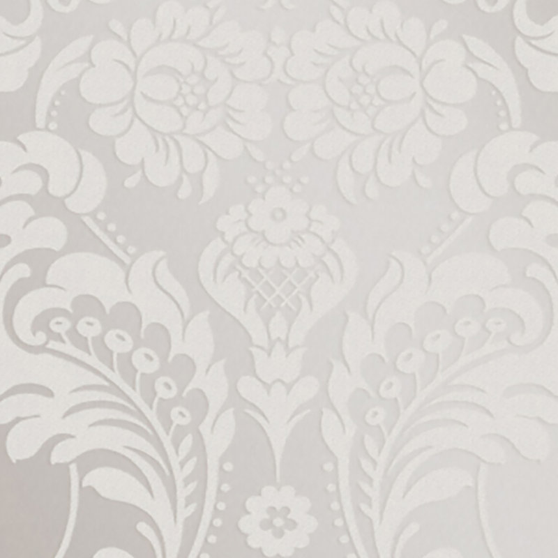 Gothic Damask Metallic Wallpaper Roll, White