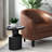 Haynes 16"W Solid Mango Wood Round Boho Accent Table with Sculptural Design-1472184752