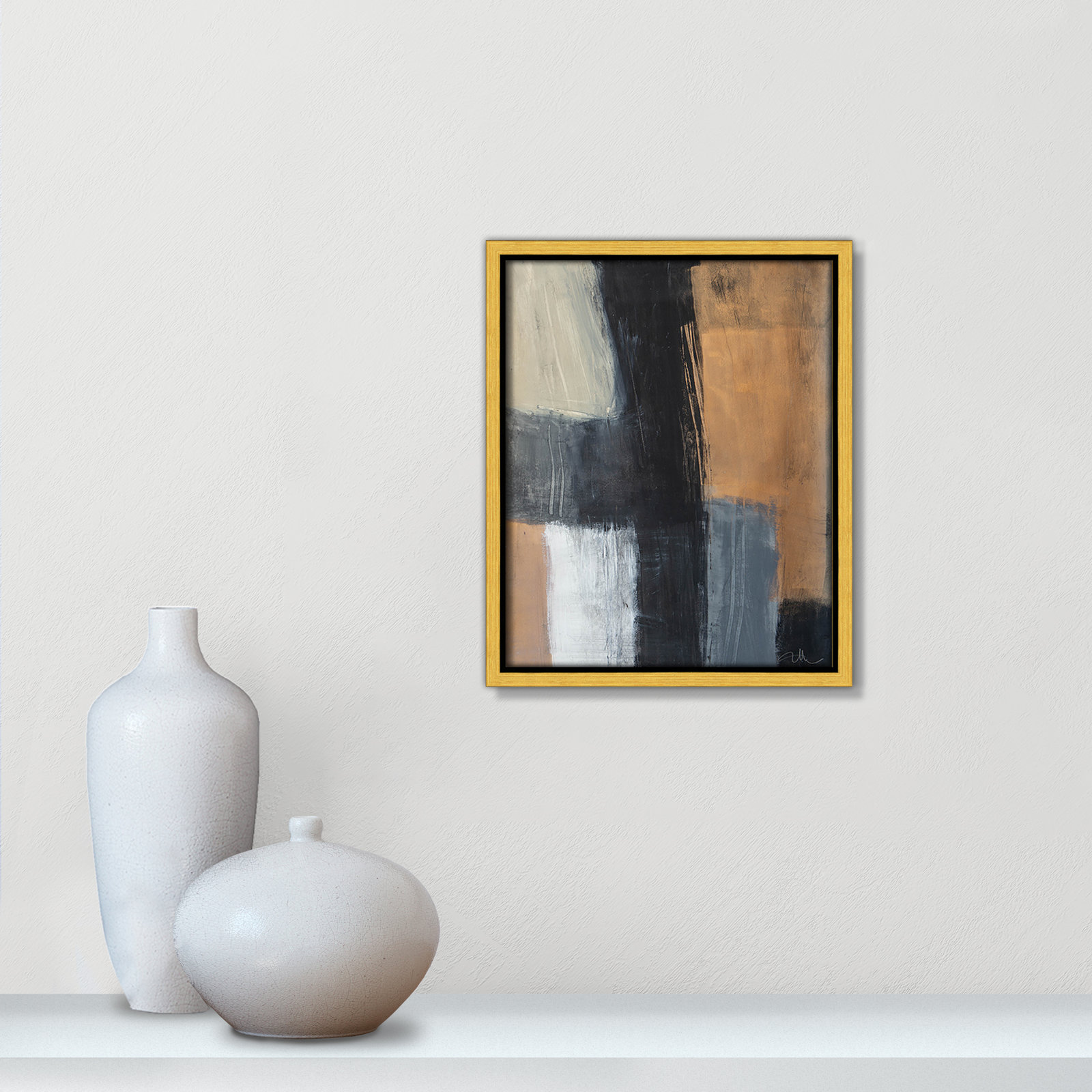 Calderon "Metallic Slate II" Print, Gold Floater Framed, No Mat, 11.5" H x 9.5" W x 2" D
