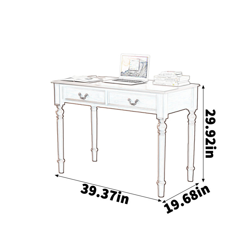 Bureau en bois massif élégant et rétro, H 29,92 po x l 39,37 po x P 19,68 po