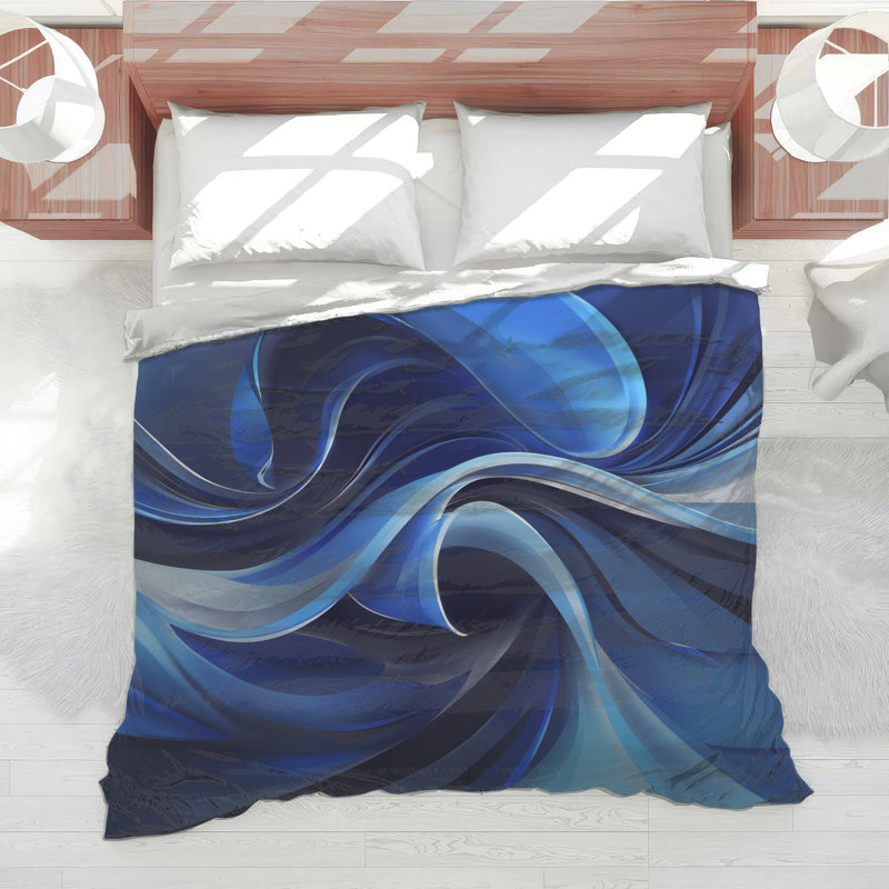 Blue Abstract Waves Comforter, Twin Extra Long