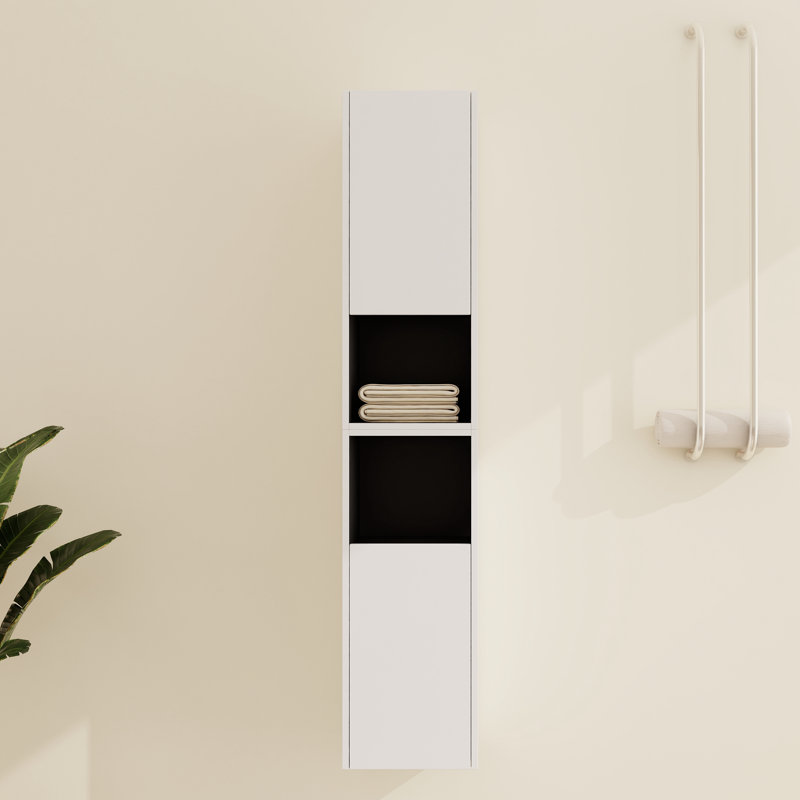 Wall-Mounted Bathroom Cabinet with Open & Closed Storage