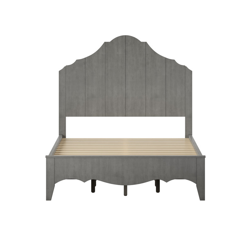Woodside Solid Wood Slat Storage Bed, Queen, Gray