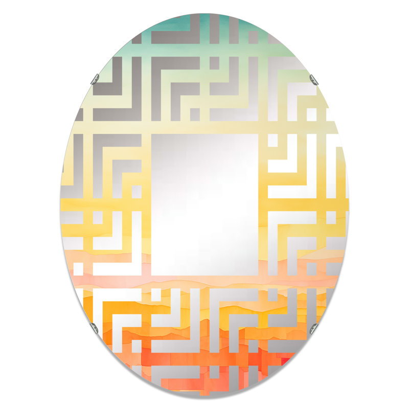 Miroir décoratif Bold Sunset Coastal Horizon I - Maze | Ovale, 29,5 po x 19,6 po