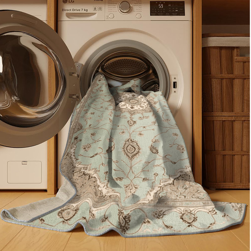 Tapis gris Tabriz lavable à la machine, Tapis de couloir 2 pi x 5 pi