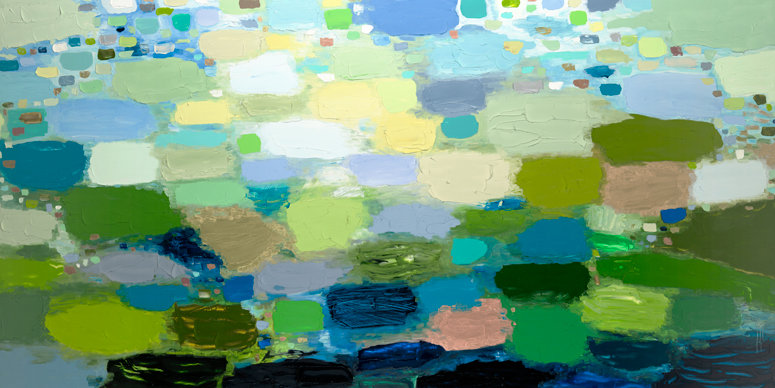 « lacs »-impression de peinture sur toile, H 18 po x l 36 po