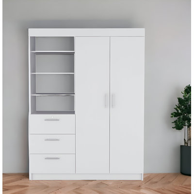 59" White Three Drawer Combo Dresser