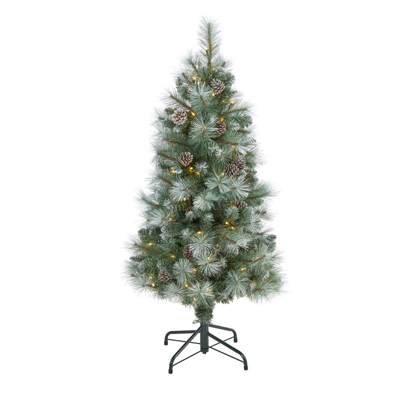 Arbre de Noël artificiel enneigé épinette avec lumières, H 4 pi