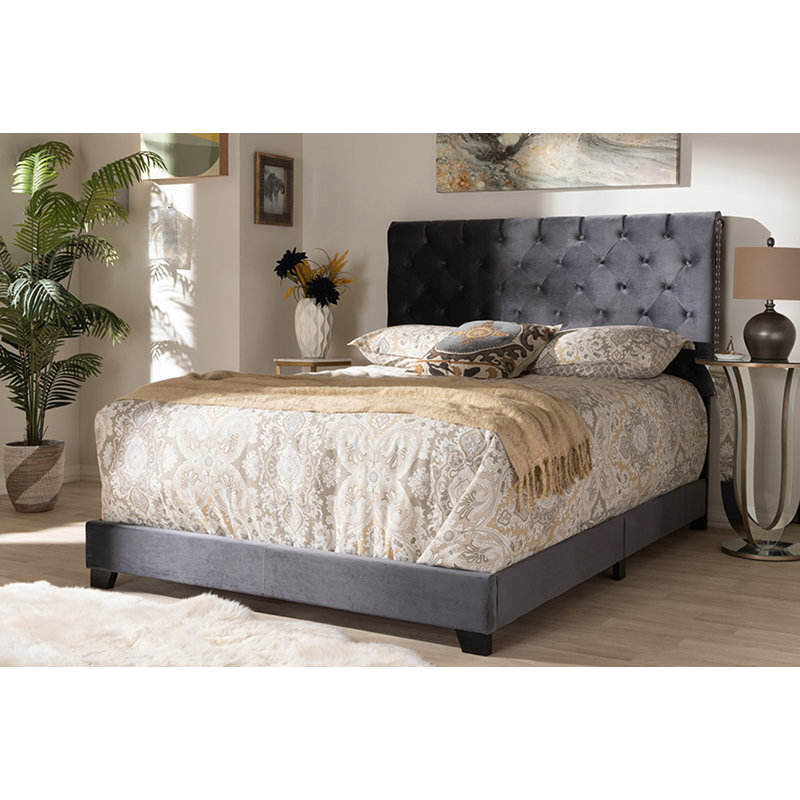 Upholstered Standard Bed, King, Dark Gray