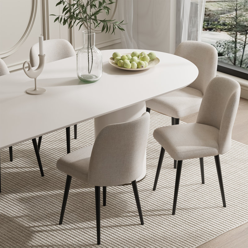 Lariel Dining Chairs with Metal Legs, Black, Beige