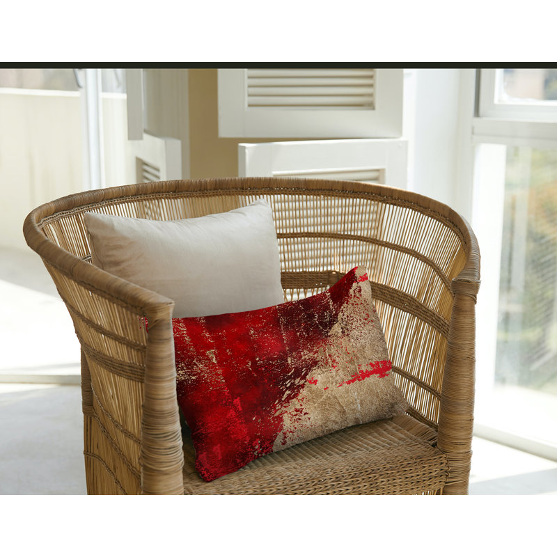 Coussin lombaire abstrait intérieur / extérieur, Rouge / or