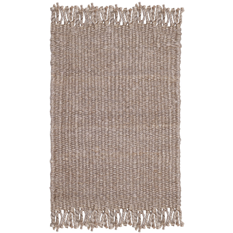 Tapis rayé en jute naturel tissé à la main Fitzwater, Rectangle 9 pi x 12 pi