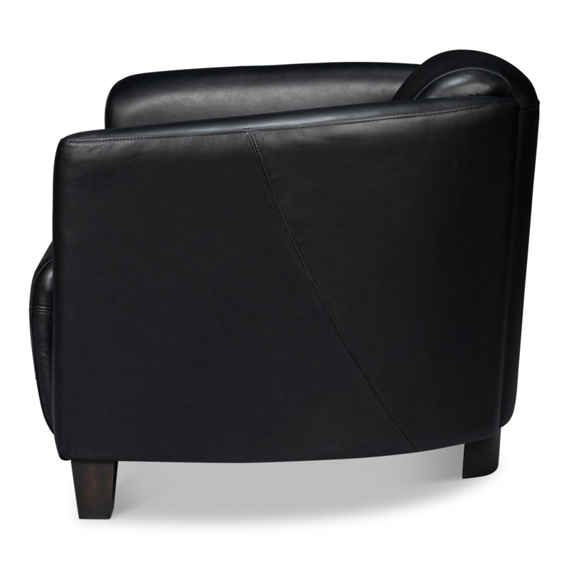 Mandy Armchair, Black Genuine Leather