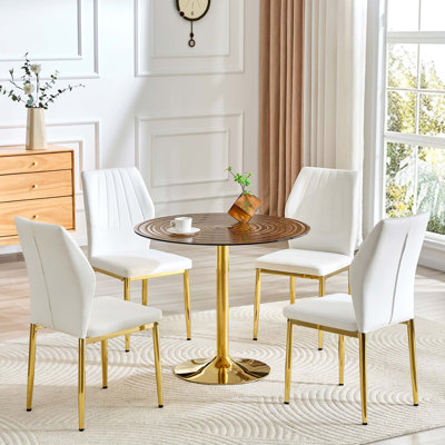 Ensemble repas luxueux en verre avec chaises ergonomiques