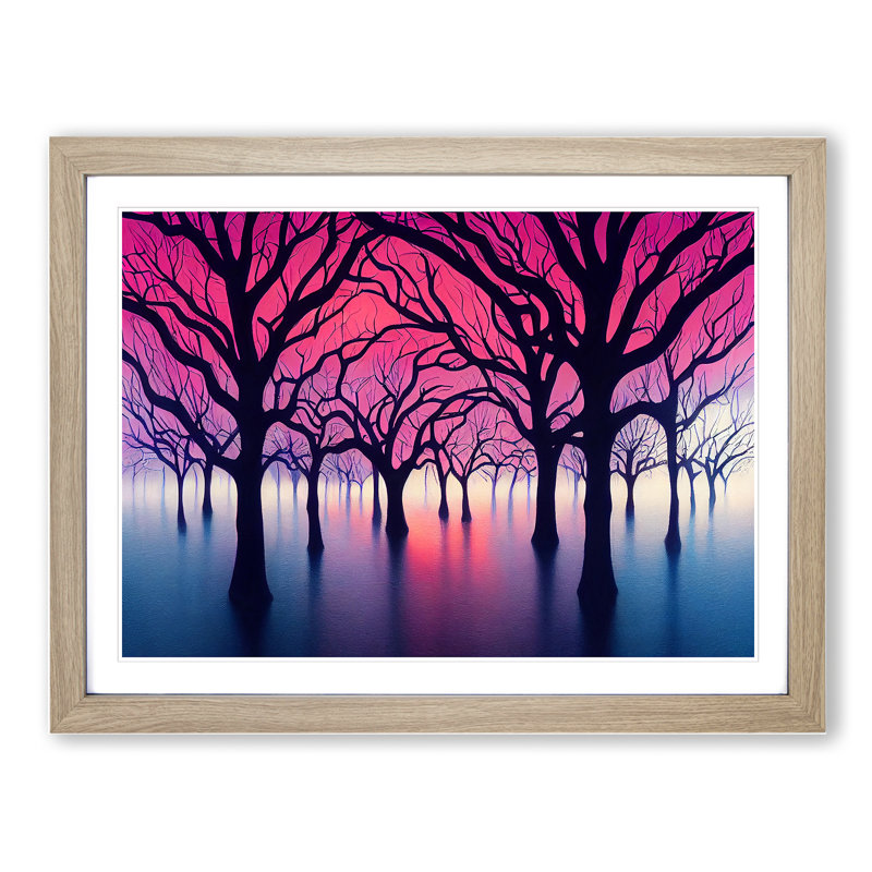 Magnificent Trees - Single Picture Frame Painting, 34cm H x 46cm W x 2cm D, Oak