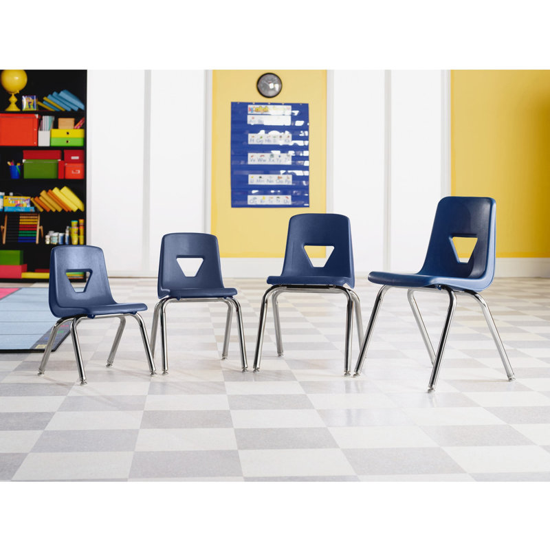 Chaise de classe empilable, Bleu marine, H 14 po