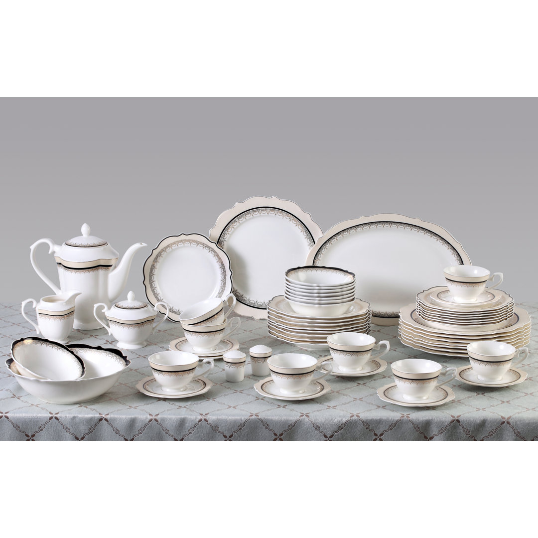 54 Piece Bone China Dinnerware Set - Service for 8 Lorren Home Trends