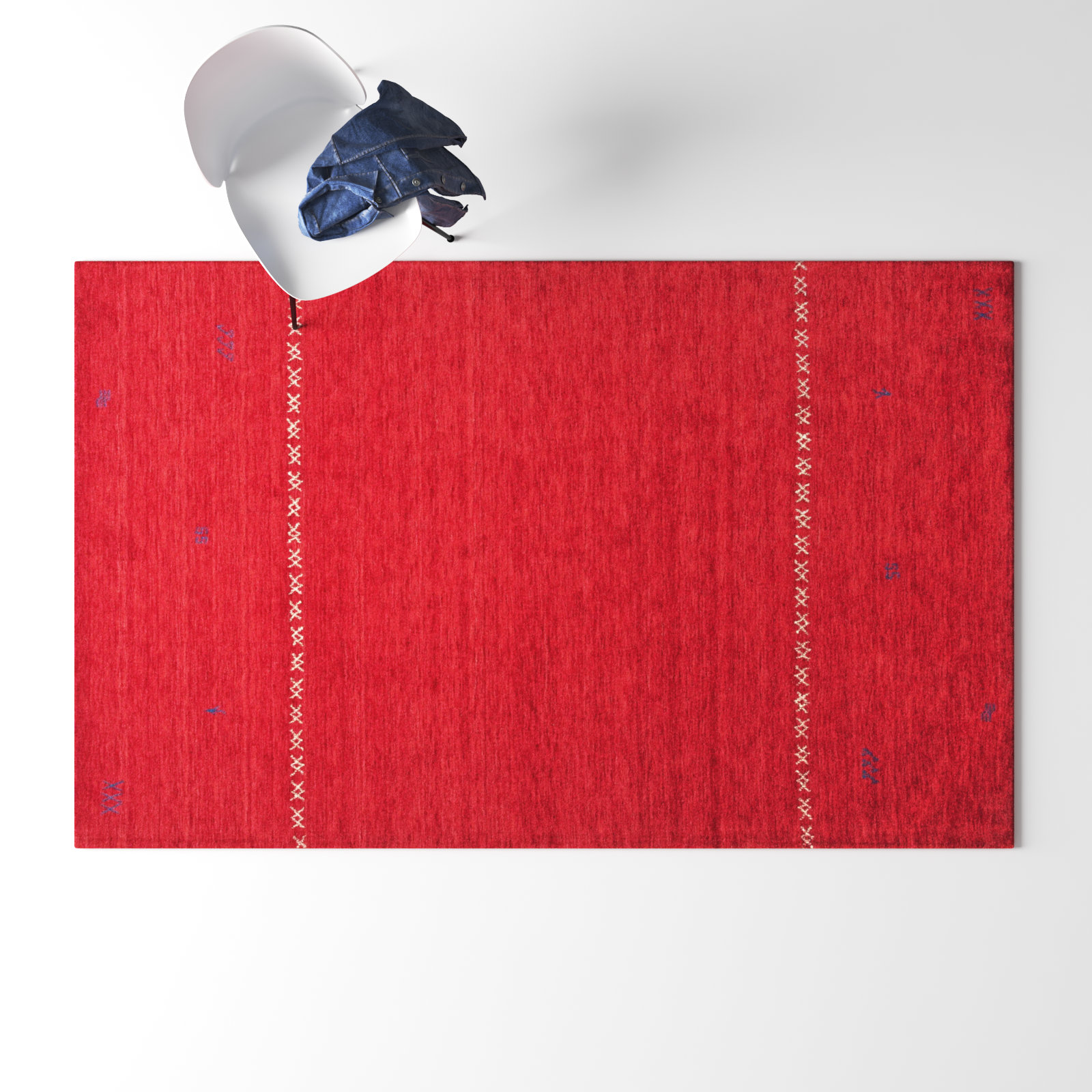 Santiago Red Handmade Wool Geometric Rug, Rectangle 5' x 8'