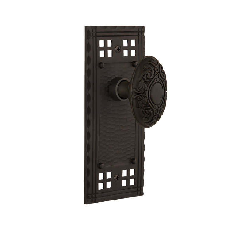Craftsman Plate with Victorian Door Knob, Oil-Rubbed Bronze, 2-3/4"