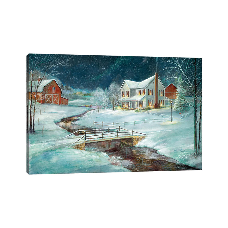 «Winter Serenity» par Ruane Manning - Peinture, Toile tendue, H 26 po x l 40 po x 1,5 po