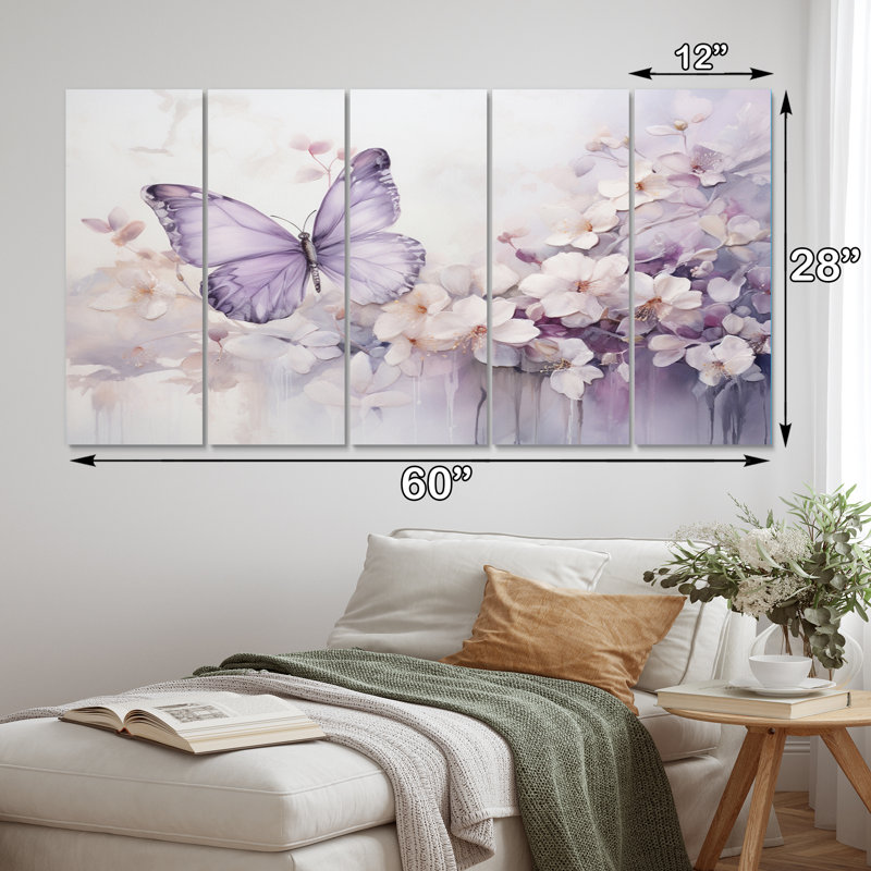 Papillon mauve enchanté vol II 5 pièces