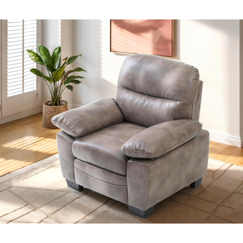 Pingry Faux Leather Chair, Gray Faux Leather