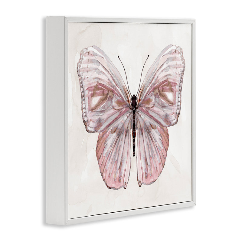 Giclée encadrée de papillon rose discret, design par Carol Robinson, H 24 po x l 24 po