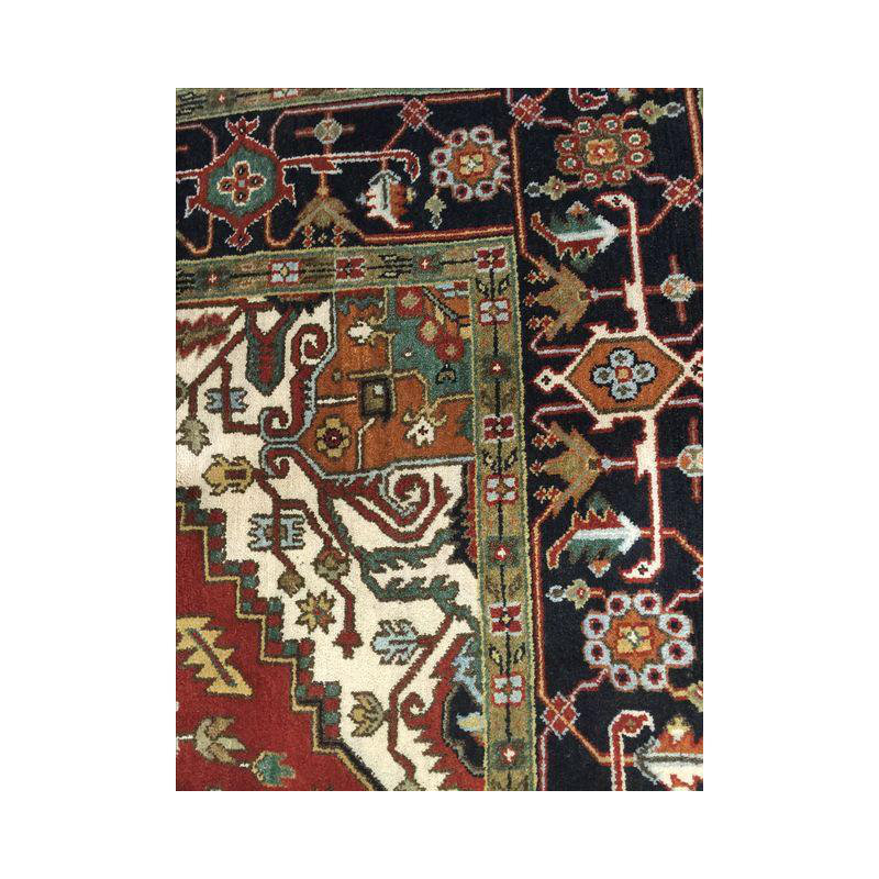 Hand Knotted Wool Area Rug in Rust