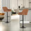 Begajeta Two Adjustable Height Bar Stools, Swivel Stool, Vegan Leather, Kitchen Furniture