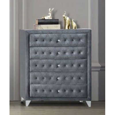 Commode en velours gris Dante