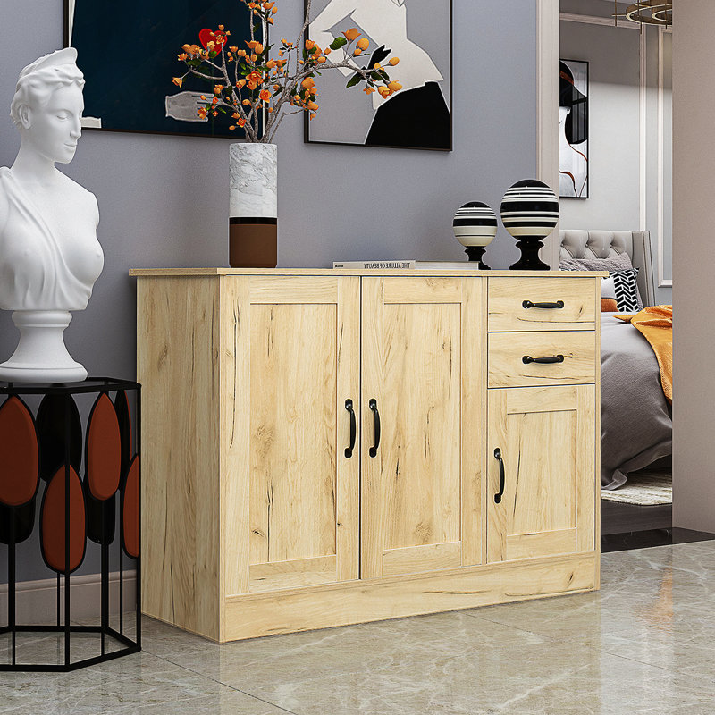 Buffet moderne en bois avec 2 portes et tiroirs, console de salle à manger