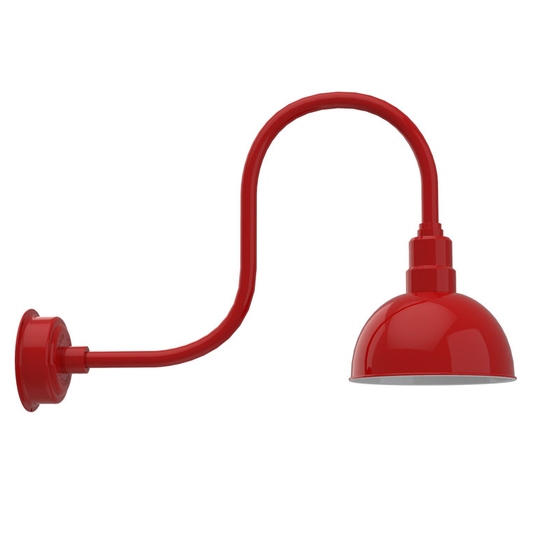Luminaire de grange d’extérieur à del Dipkarpaz, H 9 po x l 10 po x P 17 po, Rouge cerise
